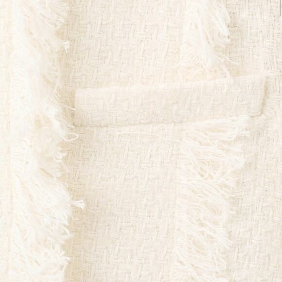 MANGO Pocket Cream Boucle' Fringe Tweed jacket Women's Blazer M (4) REF17087813 - Picture 7 of 16